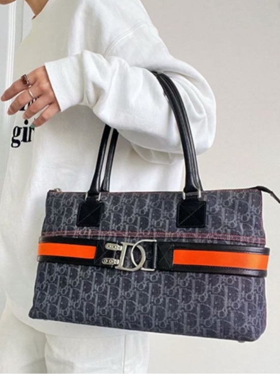 Dior Handbags - DIOR Christian Dior Denim Blue Trotter Flight Bag
